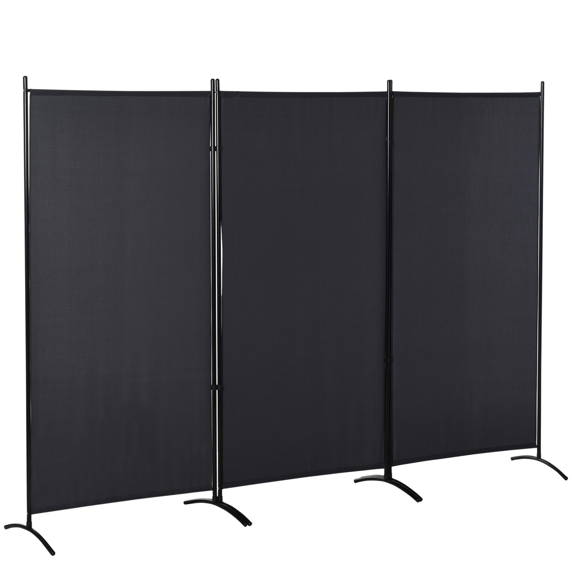 6' 3 Panel Room Divider, Double Hinged Folding Wall Divider, Indoor Privacy Screen for Home Office, Charcoal Grey