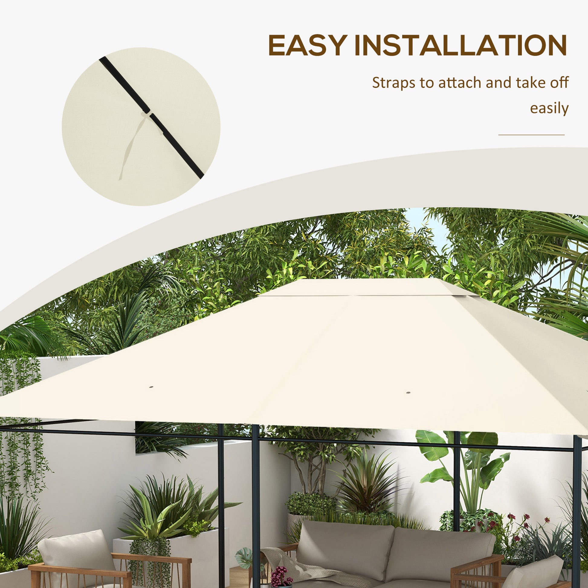 10' x 13' Gazebo Replacement Canopy Cover, Gazebo Roof Replacement (TOP COVER ONLY), Cream White
