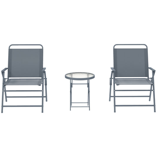 3 Pieces Outdoor Bistro Set, Folding Patio Table and Chairs with Tempered Glass Tabletop for Garden, Deck & Backyard