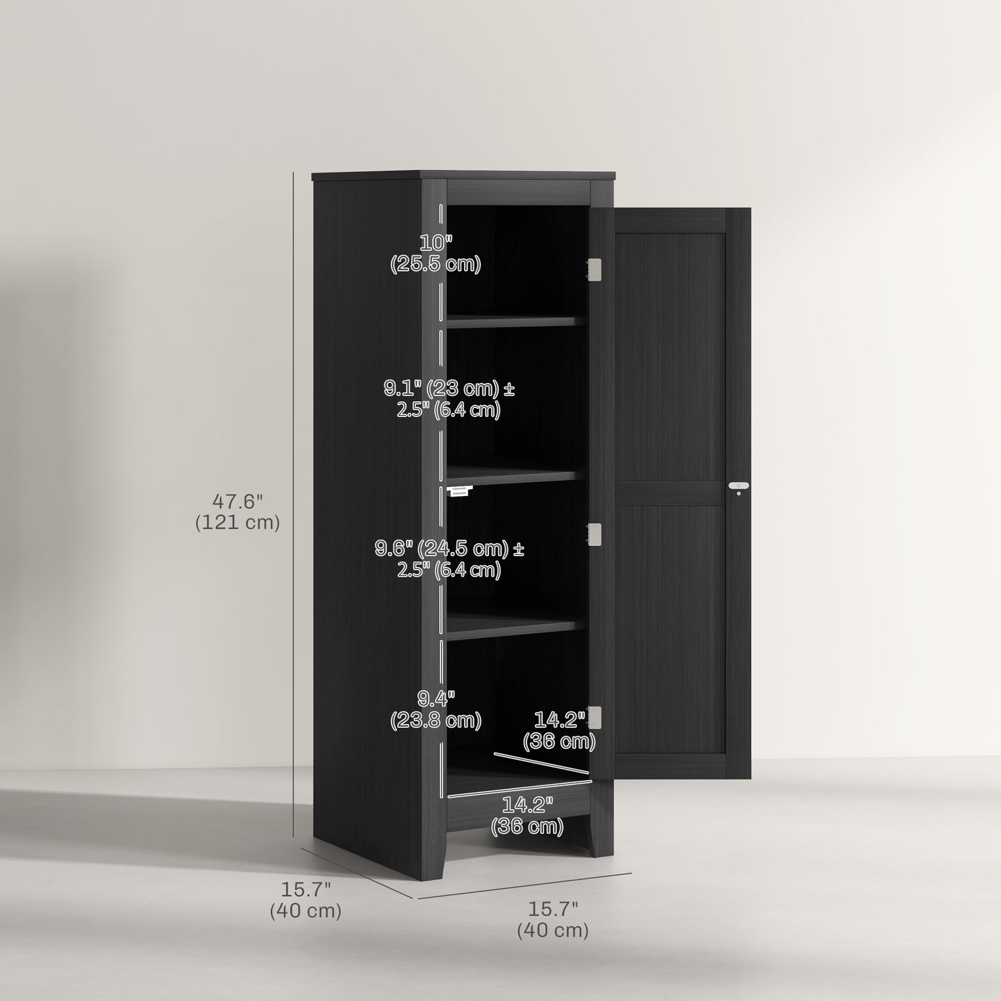 Kitchen Pantry Storage Cabinet with Adjustable Shelves, Small Storage Cabinet with Door and Shelves, Black