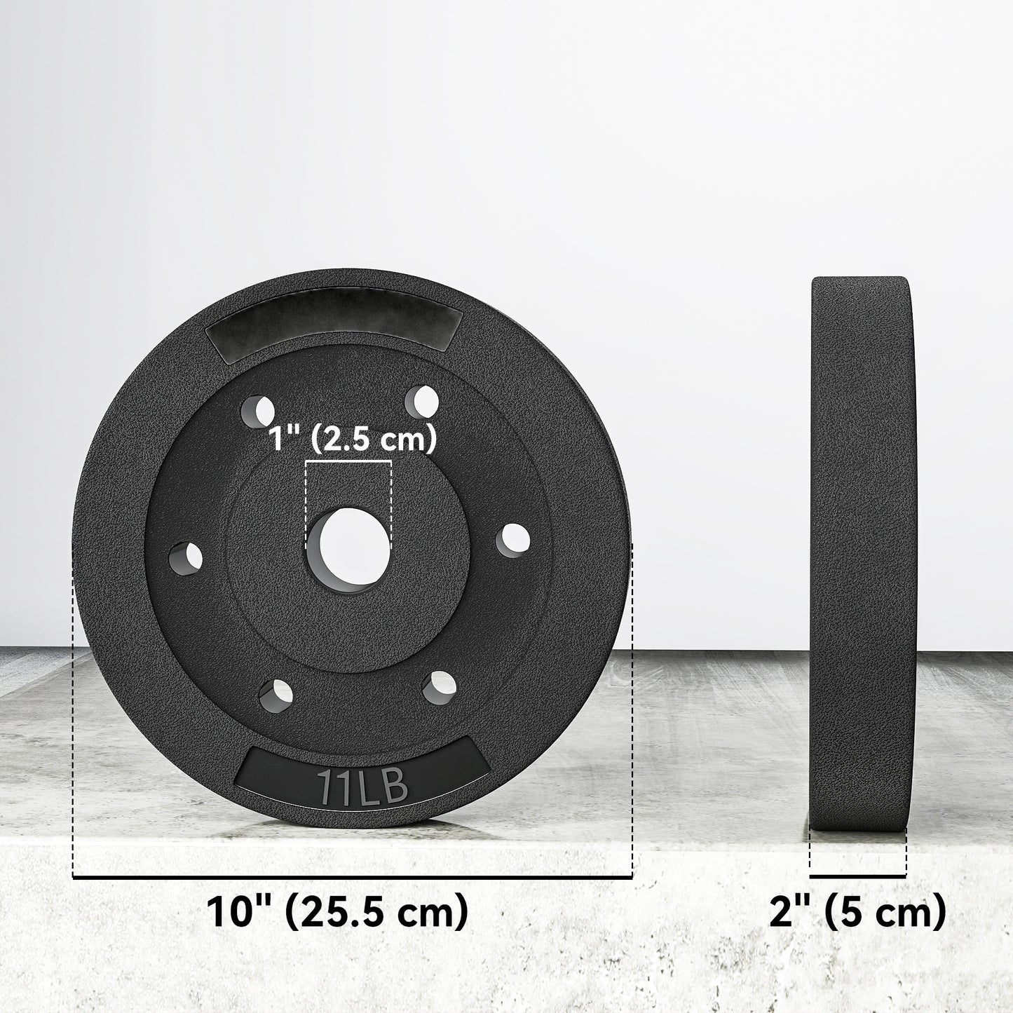 Soozier Weight Plates Set of 4, 1-Inch Barbell Weight Set for Home Gym Strength Training and Weightlifting, 4 x 11 lbs