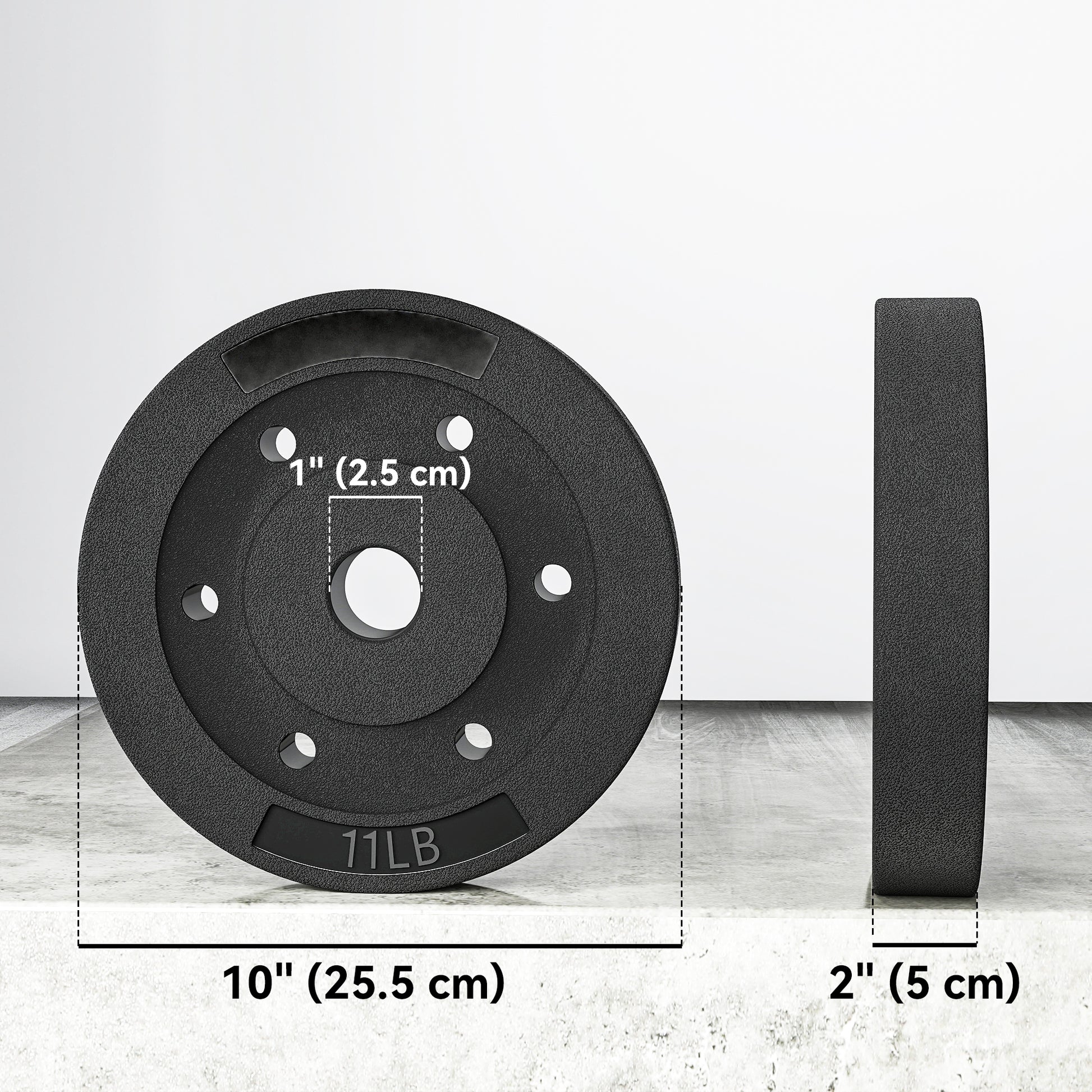 Soozier Weight Plates Set of 4, 1-Inch Barbell Weight Set for Home Gym Strength Training and Weightlifting, 4 x 11 lbs