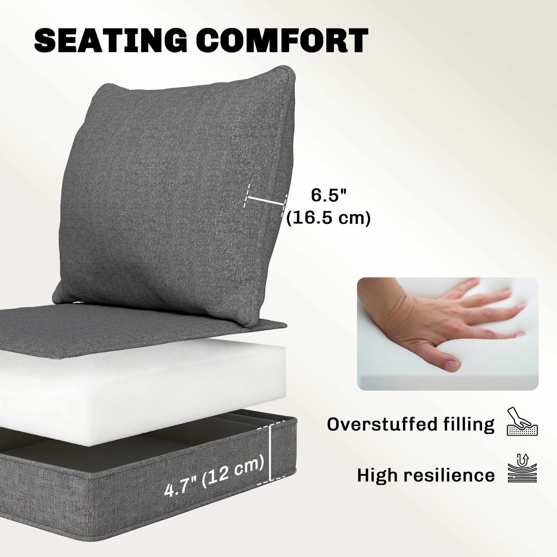Outdoor Chair Cushions Set of 4, Fade Resistant Patio Chair Cushions for Outdoor Furniture, 24" x 24", Grey
