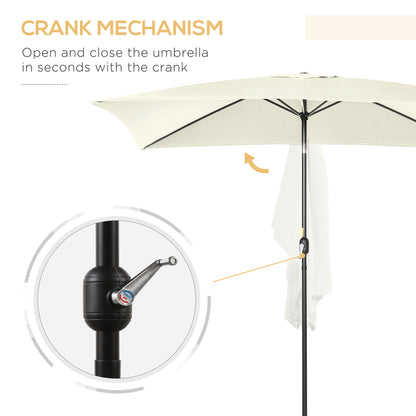 6.5x10ft Rectangle Aluminum Tilt Patio Umbrella, Garden Market Parasol, Outdoor Sunshade Canopy with Crank, Cream White