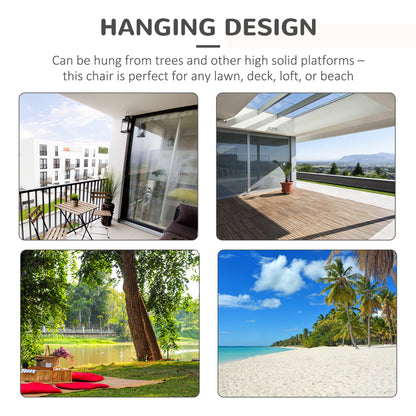 Hammock Chair Swing Hanging Macrame Chair Cotton w/ Two Soft Seat Cushions, for Bedroom Indoor Outdoor Ideal Gift for Kids Lover Birthday Present, Dark Grey