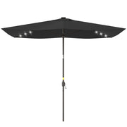 6.5x10ft Patio Umbrella, Rectangle Tilt Outdoor Market Parasol with LEDs, Black