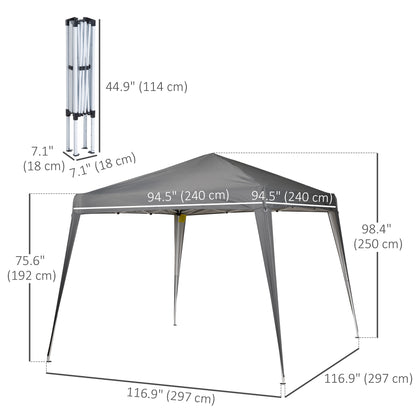 8' x 8' Pop Up Canopy, Outdoor Folding Tent, Portable Party Tent with Carrying Bag for Camping, Party, Picnic, Grey