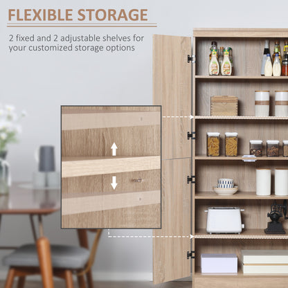 70" 4-Door Storage Cabinet, Freestanding Pantry Cabinet with Adjustable Shelves for Living Room, Natural