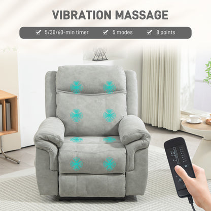 Manual Recliner Chair with Vibration Massage, Thick Foam Padding, Side Pockets for Living Room, Grey