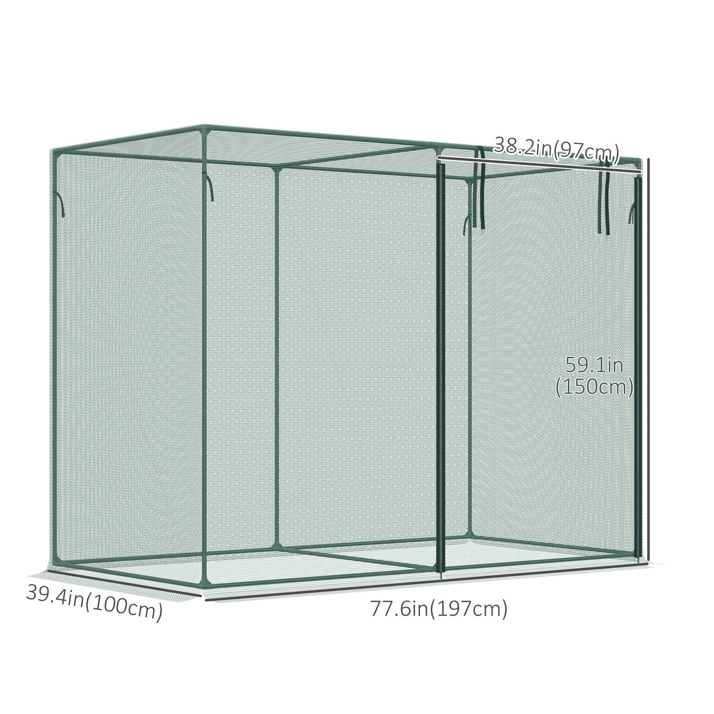 6.5 x 3.3ft Crop Cage, Garden Plant Protector with Single Zippered Door, Storage Bag and Ground Stakes, Green
