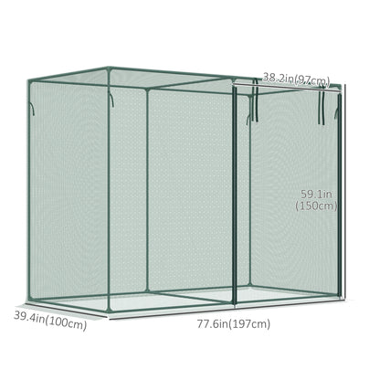 6.5 x 3.3ft Crop Cage, Garden Plant Protector with Single Zippered Door, Storage Bag and Ground Stakes, Green