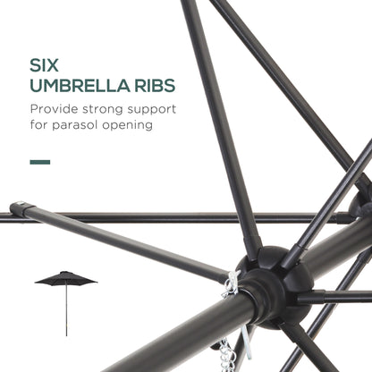 6.6FT Patio Umbrella, Outdoor Parasol with 6 Solid Ribs, Black