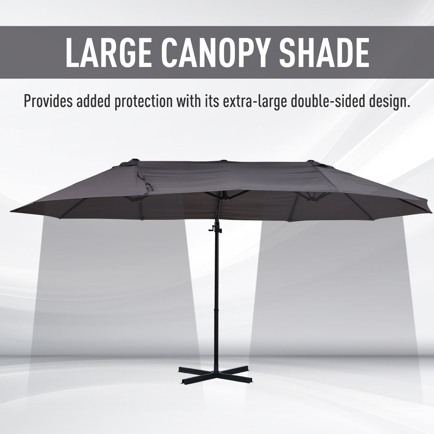 Outdoor Patio Umbrella Offset Cantilever Umbrella with Twin Canopy Sunshade Umbrella with Lift Crank Grey