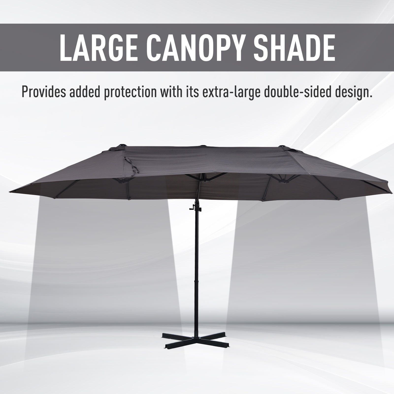 Outdoor Patio Umbrella Offset Cantilever Umbrella with Twin Canopy Sunshade Umbrella with Lift Crank Grey