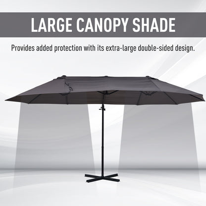 Outdoor Patio Umbrella Offset Cantilever Umbrella with Twin Canopy Sunshade Umbrella with Lift Crank Grey
