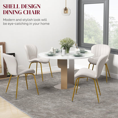 Dining Chairs Set of 4, Modern Accent Chair with Cushioned Backrest, Upholstery for Living Room, Cream White