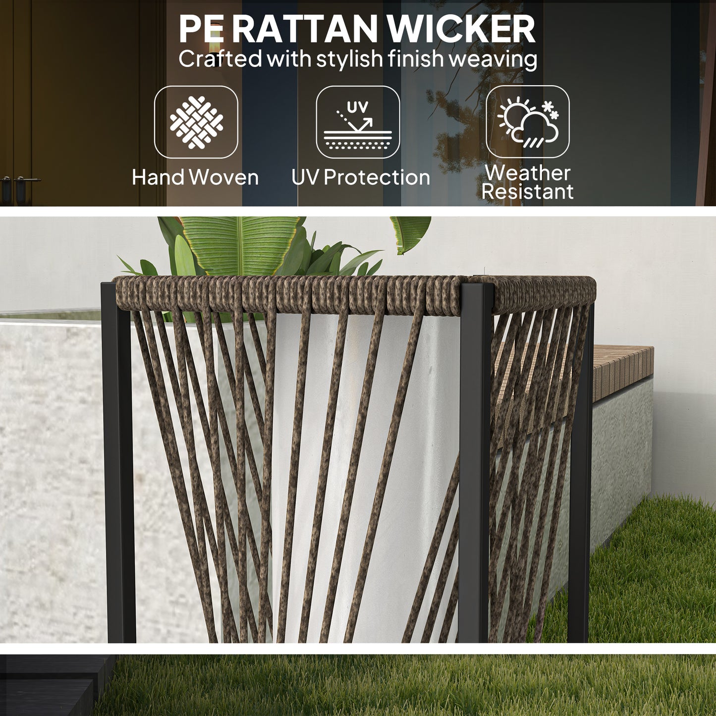Rattan Solar Floor Lamp, Decorative Outdoor Lamp with Auto On/Off LED Lights, IP44 for Patio, Porch, Pathway, Brown