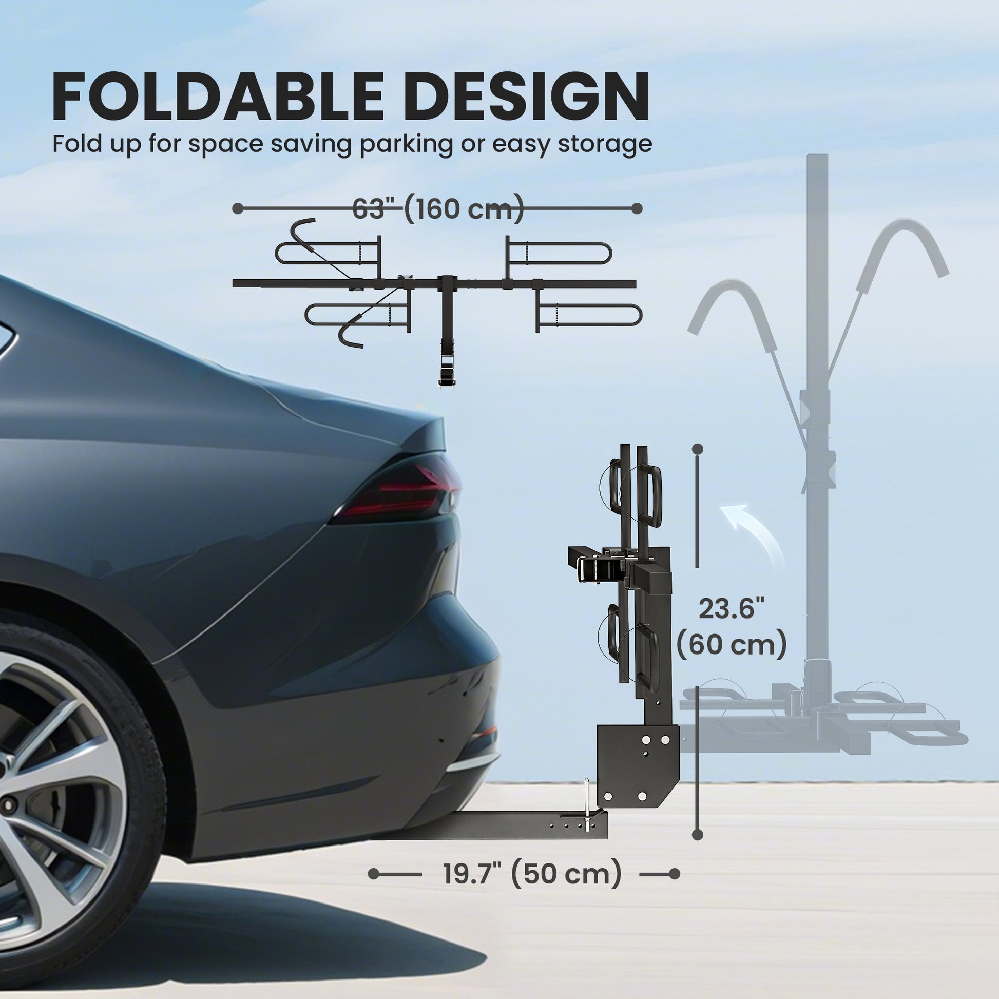 Hitch Bike Rack for Car, 200 lbs 2 Bike Rack with Platform Style, Safety Strap for 2" Receiver, Black