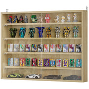 5-storey Display Cabinet, Shot Glass Display Case, Glass Curio Cabinet with 2 Glass Doors and 4 Adjustable Shelves, Oak