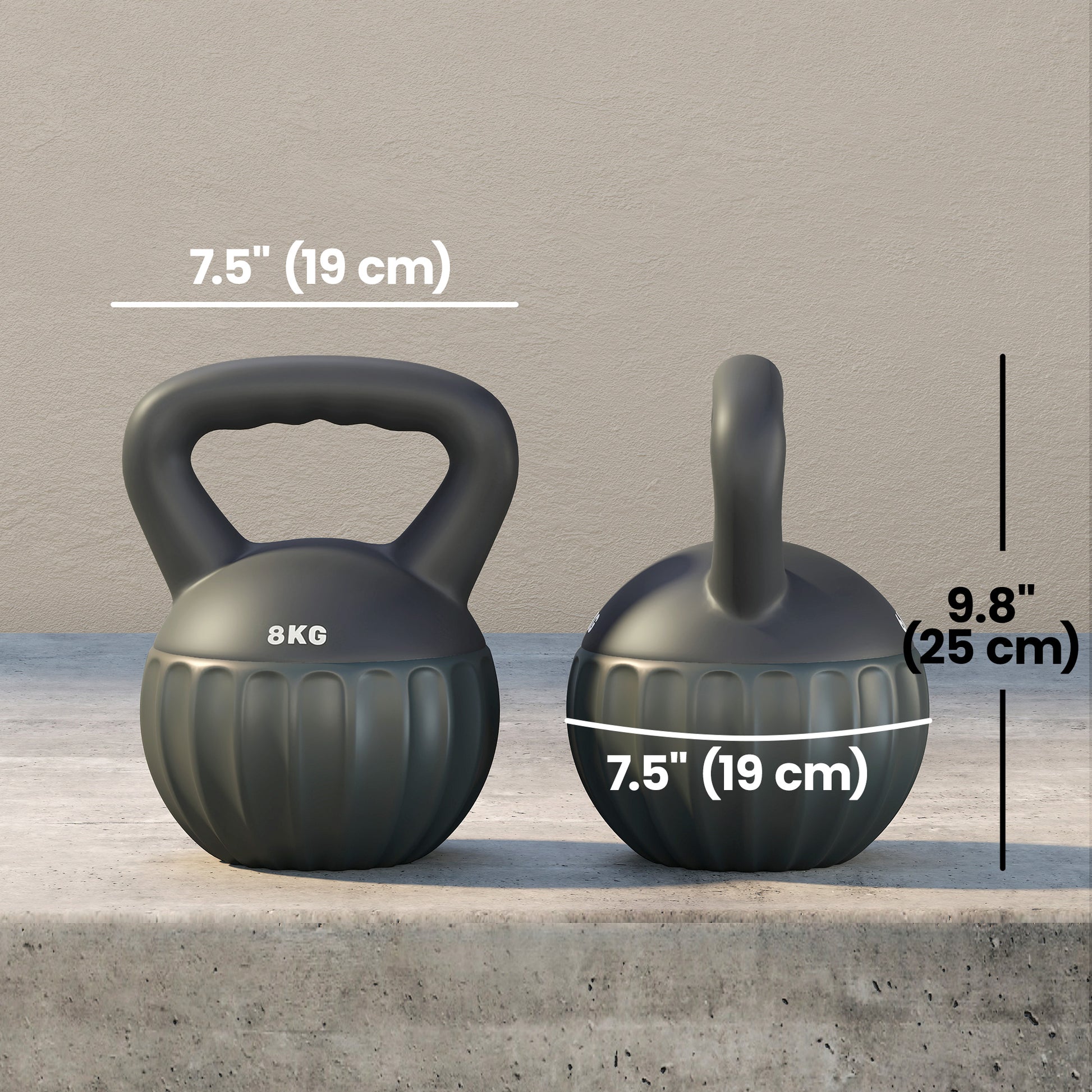 Soozier Kettlebell, 18 lbs Kettle Bell with Non-Slip Handle for Home Gym, Weight Lifting and Strength Training, Grey