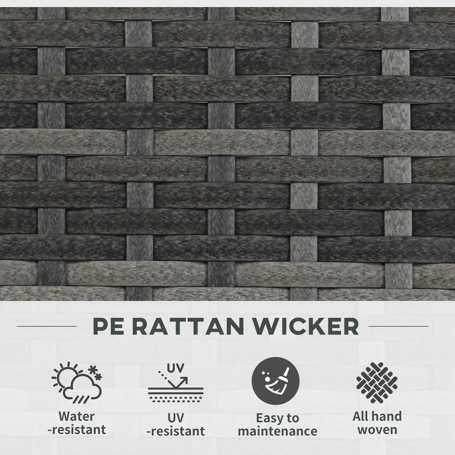 Wicker Raised Garden Bed with Trellis, 42" Tall Outdoor Planter Box, Mixed Grey