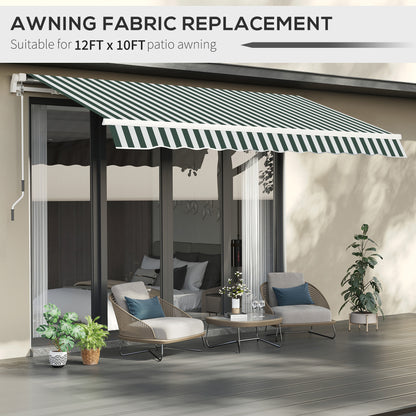 11' x 10' Retractable Awning Fabric Replacement Outdoor Sunshade Canopy Awning Cover, UV Protection, Green and White
