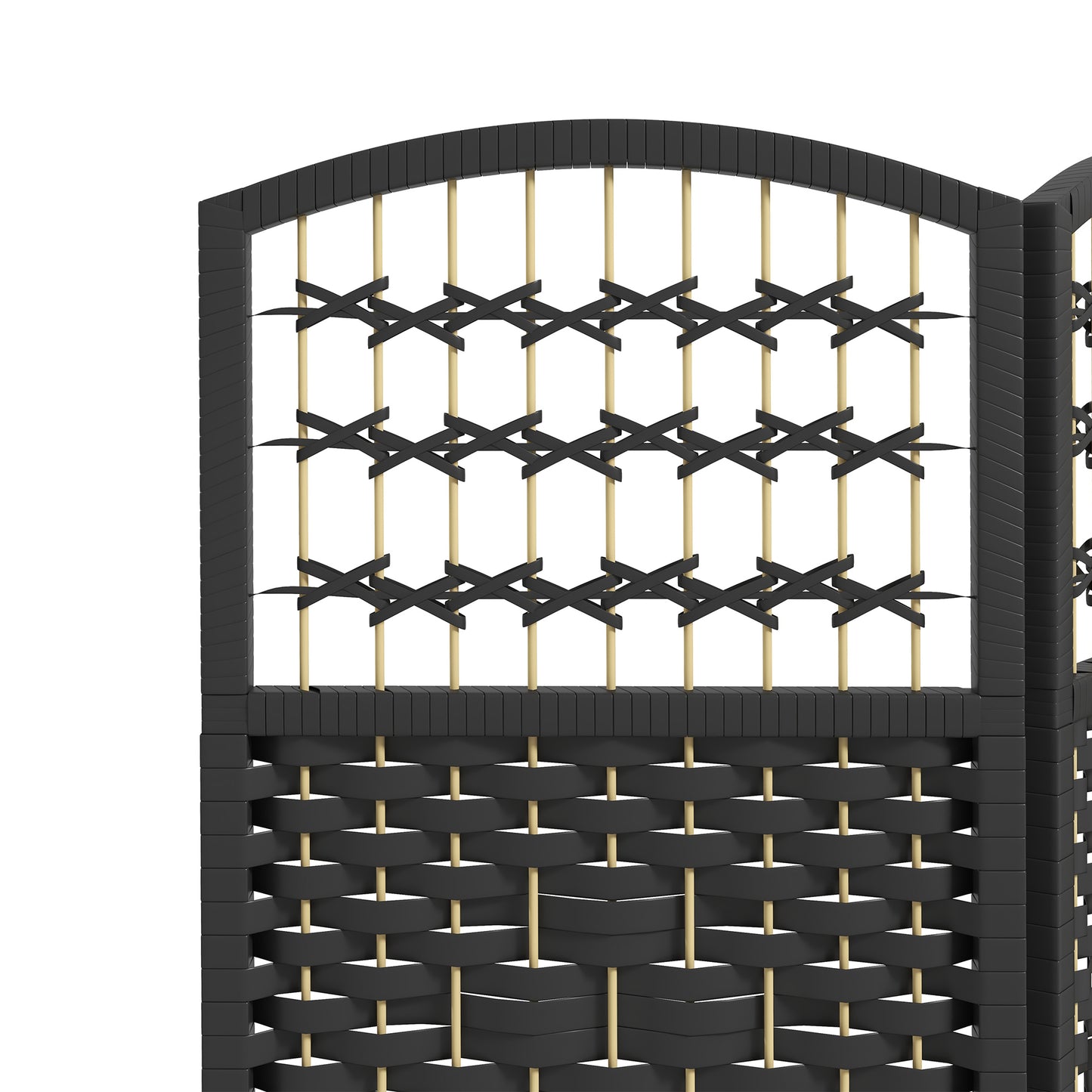 3 Panel Folding Room Divider, Portable Privacy Screen, Wave Fiber Room Partition for Home Office, Black