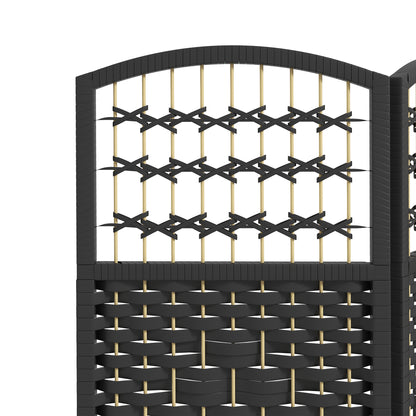 3 Panel Folding Room Divider, Portable Privacy Screen, Wave Fiber Room Partition for Home Office, Black