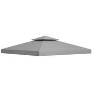 9.8' x 9.8' Square 2-Tier Gazebo Canopy Replacement Top Cover Outdoor Garden Sun Shade, Light Grey