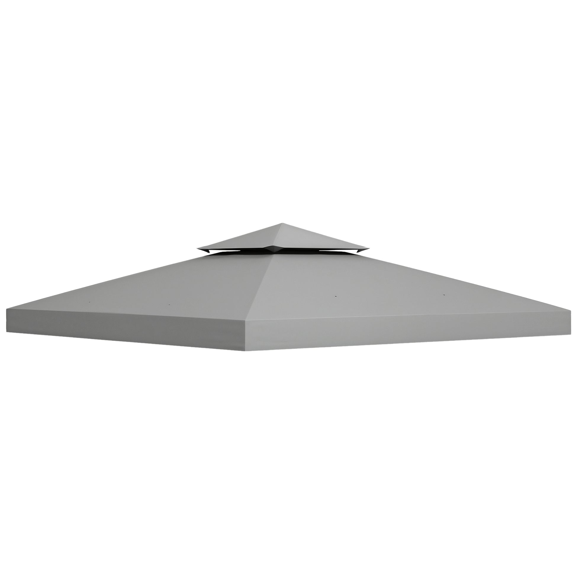 9.8' x 9.8' Square 2-Tier Gazebo Canopy Replacement Top Cover Outdoor Garden Sun Shade, Light Grey