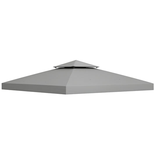 9.8' x 9.8' Square 2-Tier Gazebo Canopy Replacement Top Cover Outdoor Garden Sun Shade, Light Grey