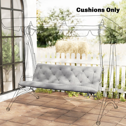 3-Seater Outdoor Bench Swing Chair Replacement Cushions for Patio Garden, Light Grey