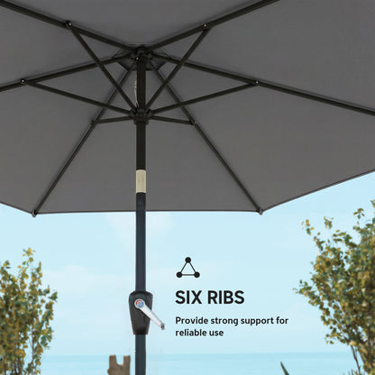 9FT Patio Umbrella, Outdoor Table Patio Umbrellith Tilt, Crank, 6 Ribs, UV Protection for Garden, Lawn, Deck, Backyard