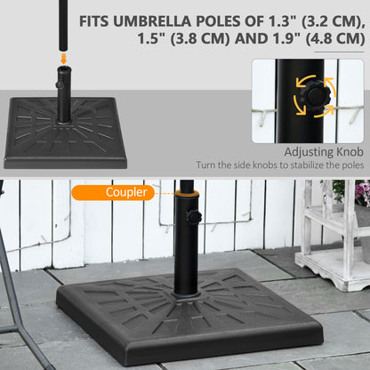 42 lb Heavy Duty Patio Umbrella Stand, 20" Resin Outdoor Umbrella Base, Square Market Umbrella Holder, Black