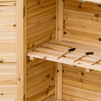Wood Garden Shed, Compact Outdoor Storage Cabinet Potting Shed with Inner Shelf and Double Doors for Backyard, Natural