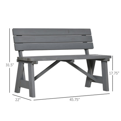 Wooden Garden Bench for Outdoor, 2-person Patio Bench, Loveseat Furniture for Lawn, Deck, Yard, Porch and Entryway, Grey