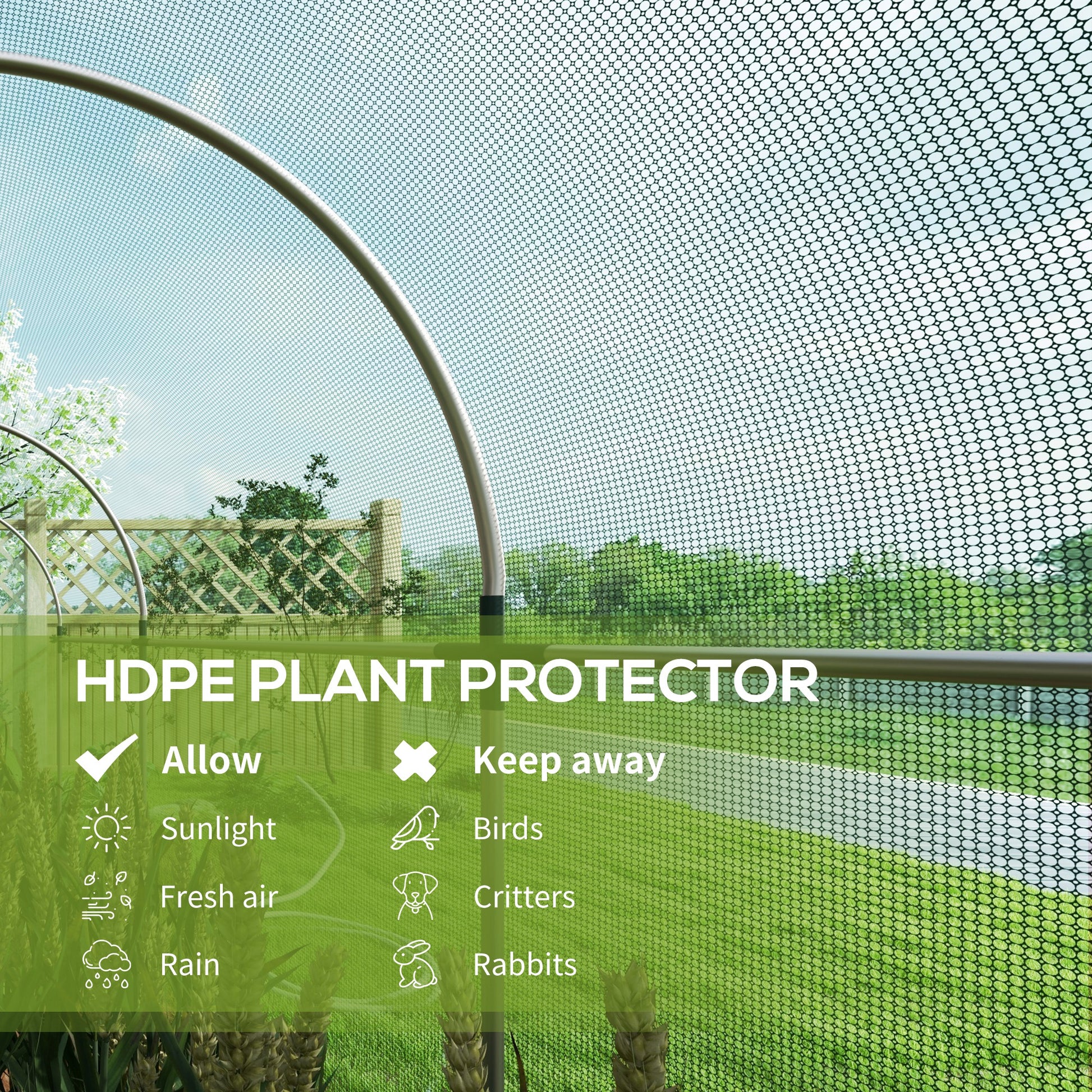Galvanized Steel Crop Cage, Plant Protection Tent with Zippered Door, 4' x 12', Green