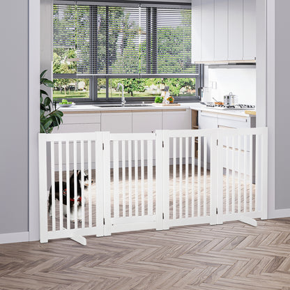 Free Standing Wooden Pet Gate Indoor Dog Barrier Foldable Step Over Doorway Fence Safety Gate with Open Door