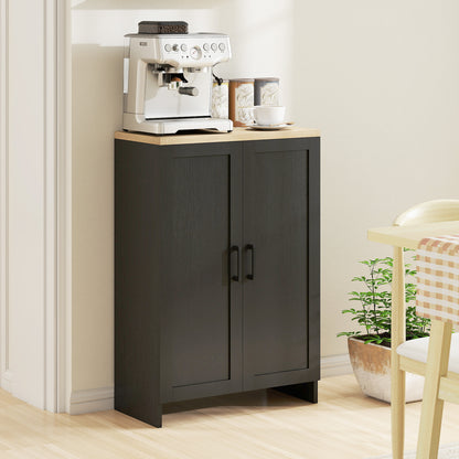 Modern Storage Cabinet with Doors and Adjustable Shelf for Kitchen, Living room, 23.6" x 11.8" x 35.4", Black