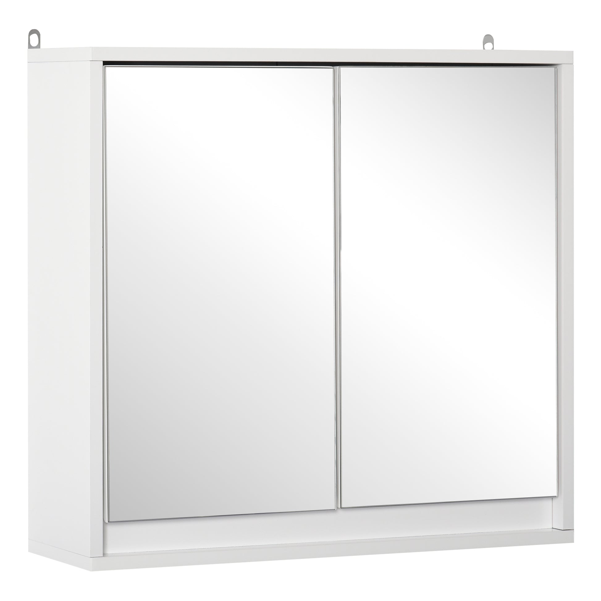 Wall Mounted Bathroom Medicine Cabinet Mirrored Cabinet with Hinged Door 2-Tier Storage Shelves White