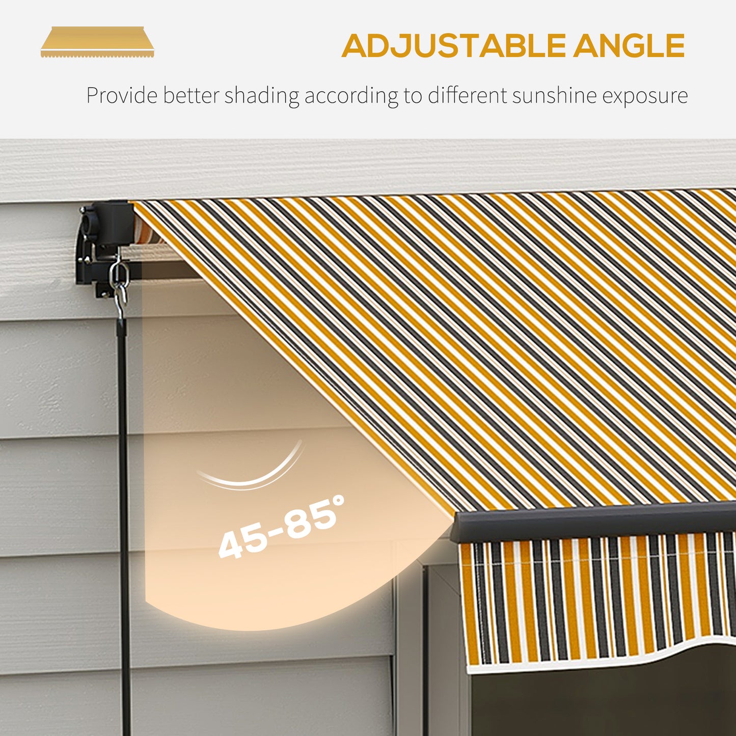 13' x 10' Retractable Awning, 280gsm UV Resistant Sunshade Shelter, for Deck, Balcony, Yard, Amber and Dark Grey