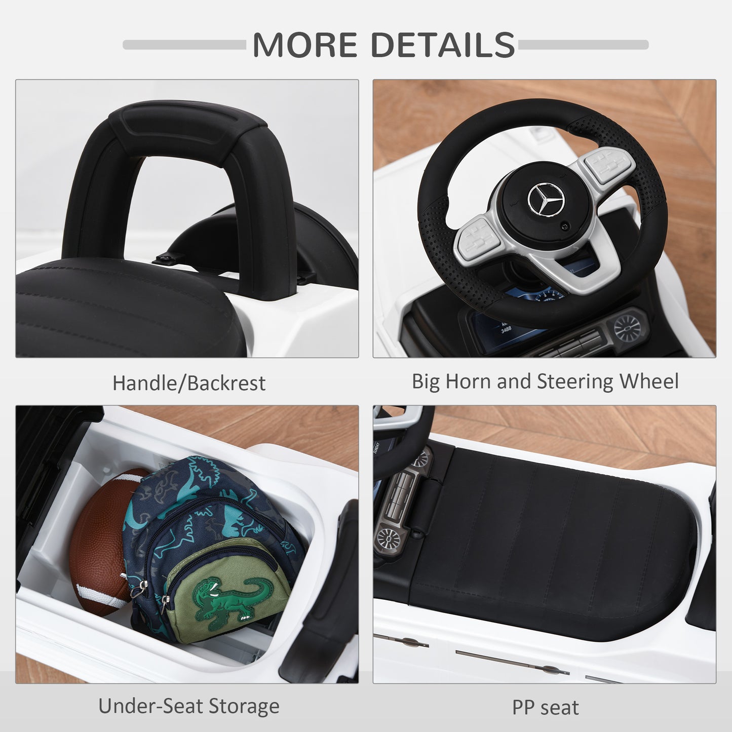 Aosom Compatible Baby Toddler Push Car Foot-to-Floor Ride-On Wheel Mercedes-Benz G350 Licensed White