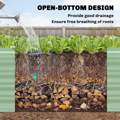 8 x 2.6 x 1.5ft Galvanized Raised Garden Bed, Reinforced Outdoor Planter Box with Open Bottom, Light Green