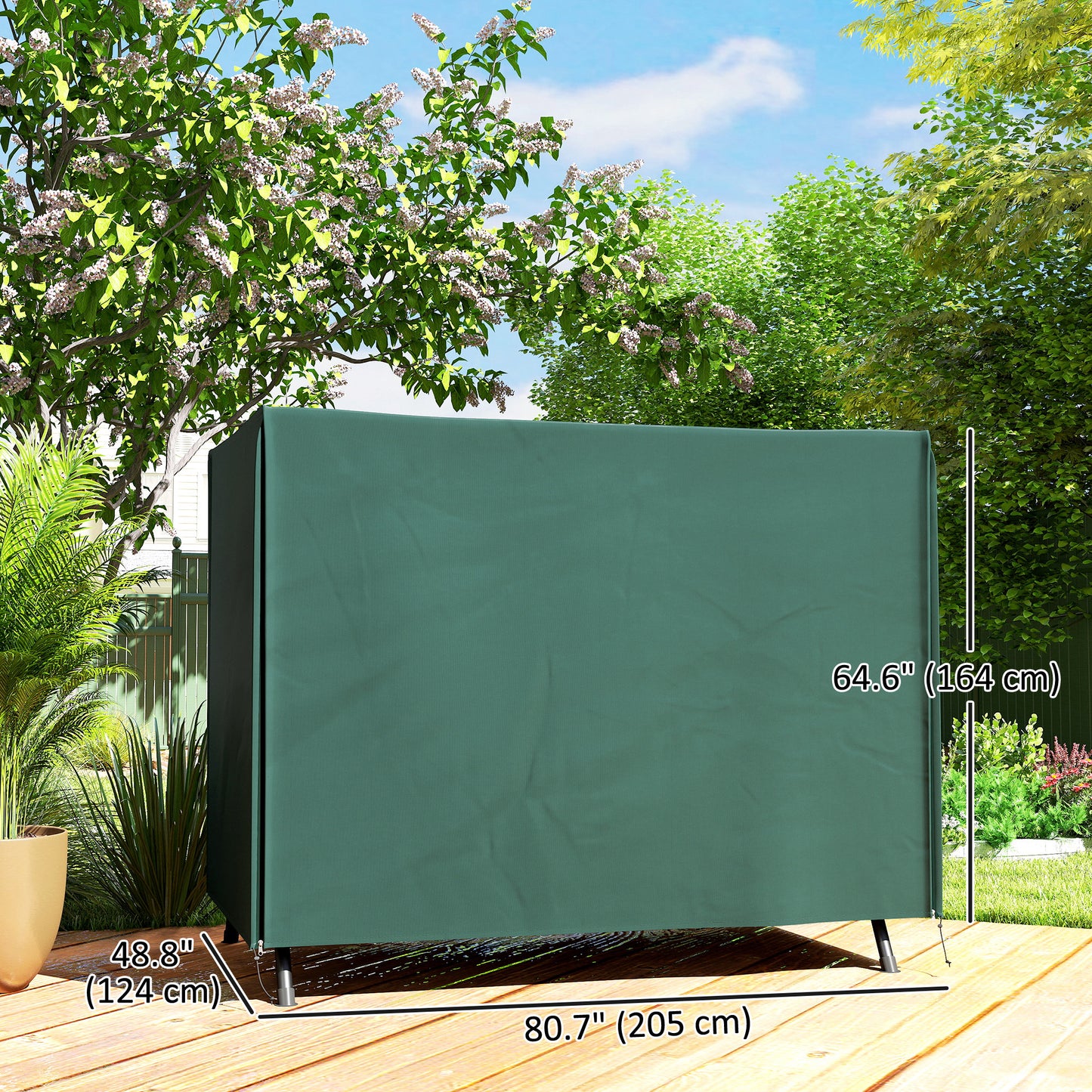 3-Seater Patio Swing Cover, Outdoor Garden Furniture Protection Hammock Glider Cover, 81" x 49" x 65", Dark Green