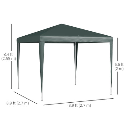 9' x 9' Portable Canopy Party Tent Gazebo Outdoor Sunshade for Weddings Parties with Dressed Legs, Dark Green