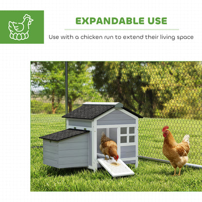 Wooden Chicken Coop with Nesting Box, Pull-out Metal Tray, for 1-2 Chickens, 36" x 25" x 27"