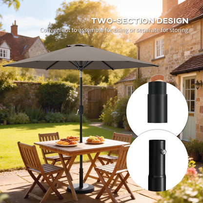 Patio Sun Umbrella, Outdoor Parasol with 6 Ribs, Dark Grey