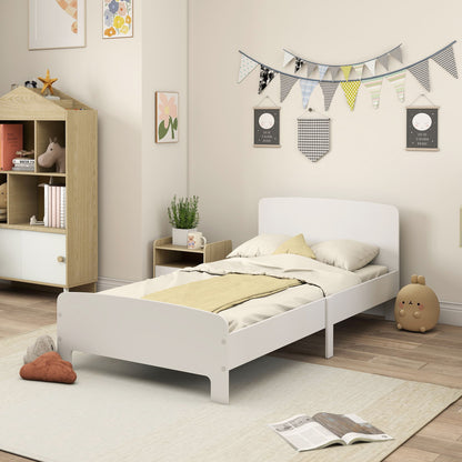 Qaba Bed Frame for Girls and Boys, Bedroom Furniture, White