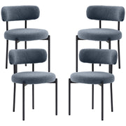 4 Pieces Kitchen Chairs, Modern Dining Chairs w/ Berber Fleece Upholstery and Steel Legs for Living Room, Grey
