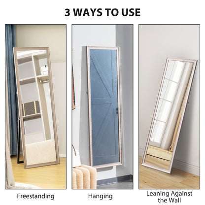 64" x 21" Rectangular Full Length Mirror with Frame, Free Standing, Wall Mounted or Leaning, Gunmetal Silver